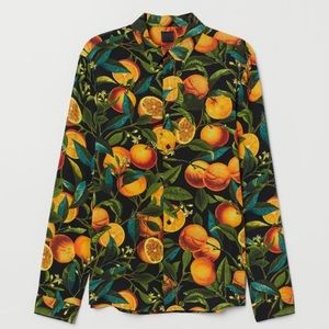 H&M Viscose Orange Button Down Shirt Size M
